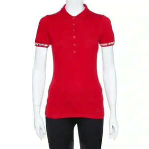 Burberry Brit Red Cotton Pique Polo Shirt Size Small
